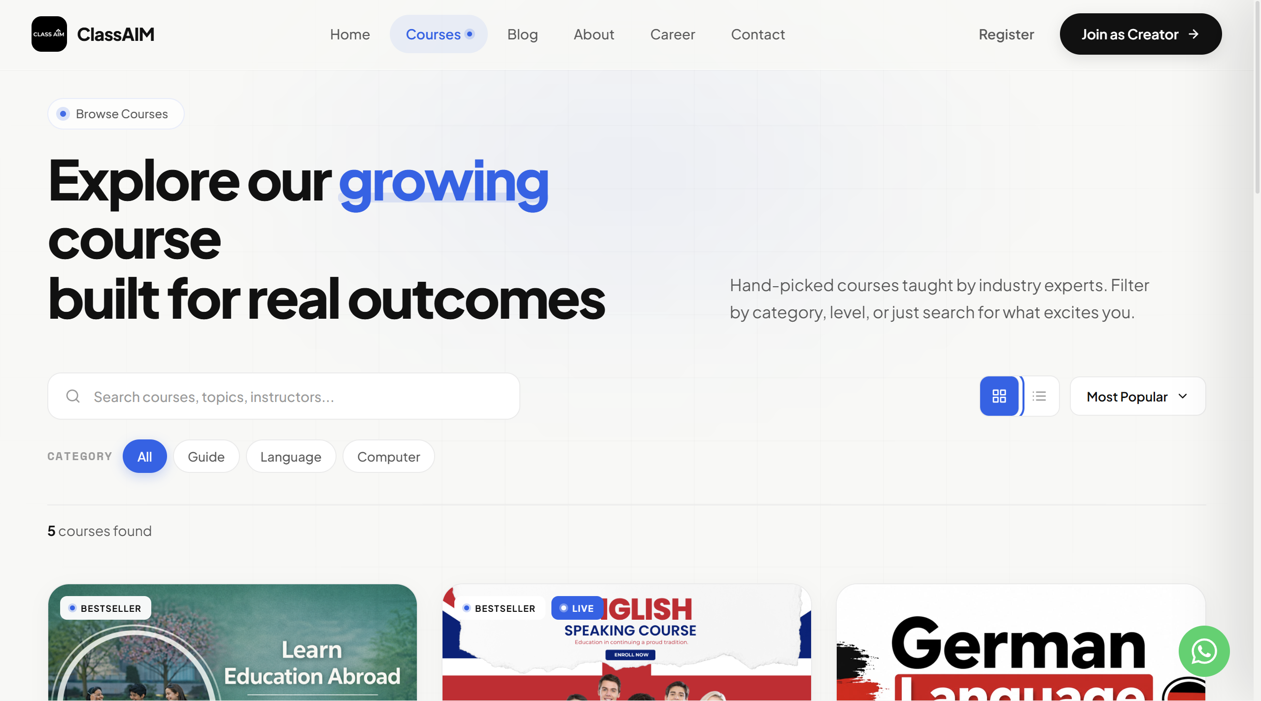 ClassAIM — two-sided learner and educator marketplace framing