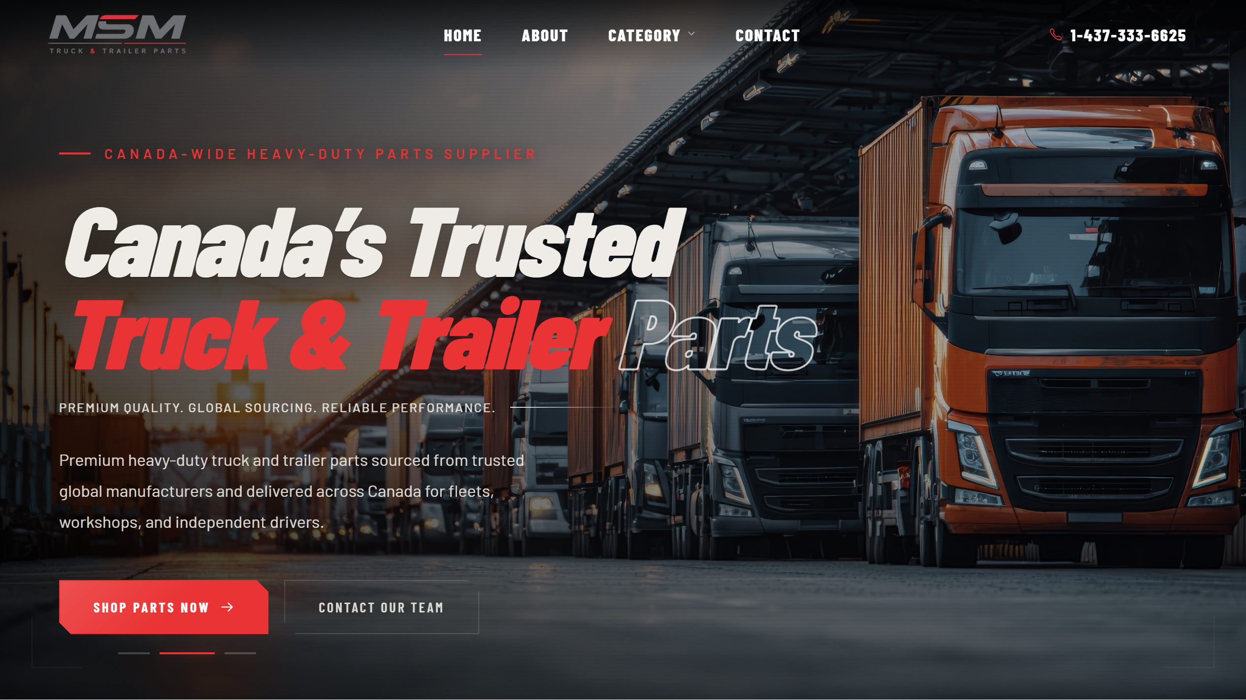 MSM Truck & Trailer Parts — website preview